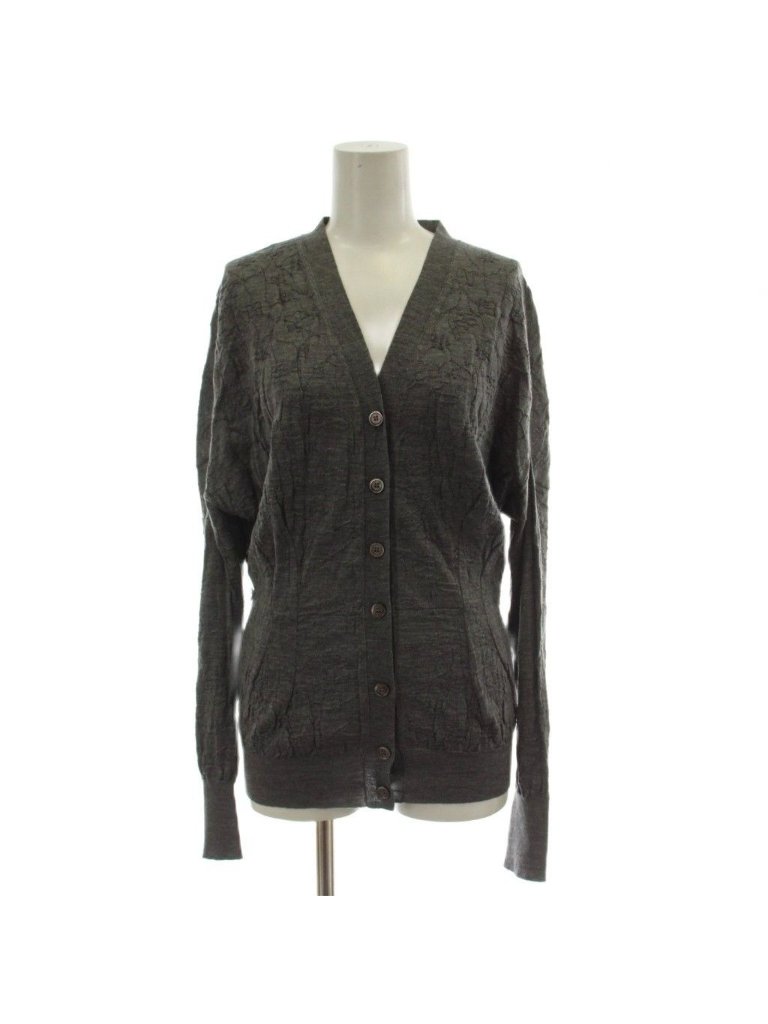 Louis Vuitton Cardigan M Gray Wool Long Sleeve Neck Gg